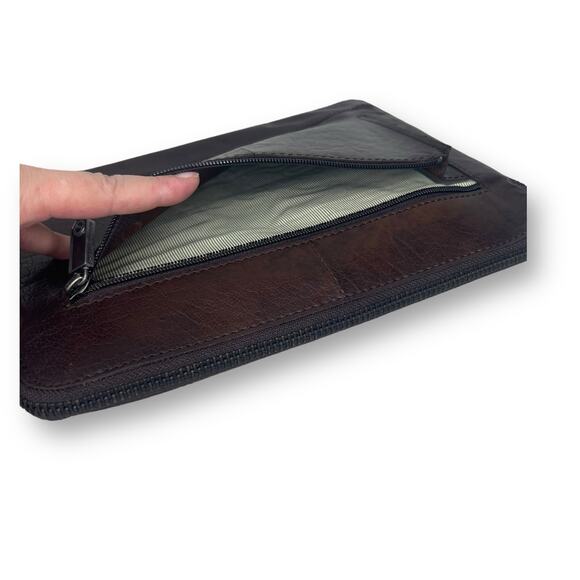 Spikes & Sparrow Dark Brown Buffalo Leather Tablet Case iPad Sleeve Bag 11x9.5 - Picture 6 of 11